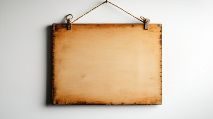 Rustic Wooden Frame Mockup: A close-up view of a rustic wooden frame, showcasing its natural grain and texture. The frame is hung with twine, hinting at a timeless elegance.