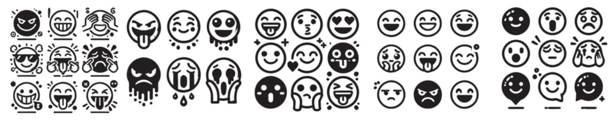 Fototapeta premium set of random emoji vector icons