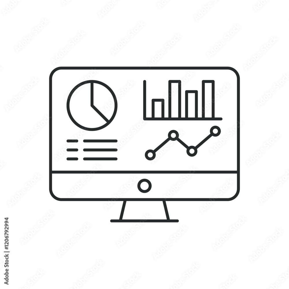 Fototapete admin line icon dashboard. simple outline style. template panel user, data analysis, agency, chart, 