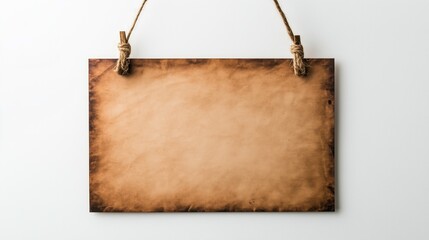 Rustic Wooden Sign: A blank, rustic wooden sign hangs from twine, offering a vintage and weathered aesthetic. It's an ideal backdrop for adding your own message or design.