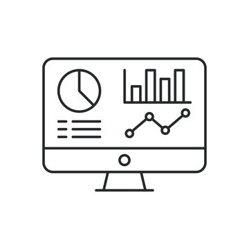 Admin line icon dashboard. Simple outline style. Template panel user, data analysis, agency, chart, business linear sign. Isolated vector illustration on a white background.