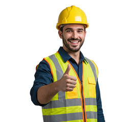 Construction worker smiling with thumbs up 