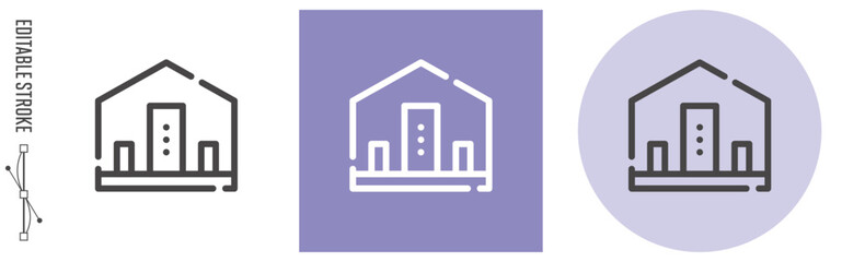 日本のお葬式、モダンな仏壇｜ライン・アイコン　[線の編集可能]