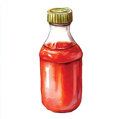 Ketchup watercolor clipart illustration