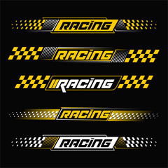 Racing white and yellow decal vector