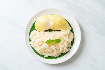 Durian sticky rice on plate