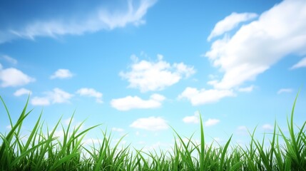 Sunny Sky Over Green Grass