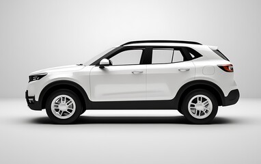 suv car 3d rendering white mockup on a white background, side view
