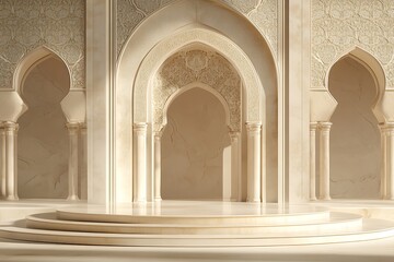 Fototapeta premium Elegant Beige Moroccan-Style Architecture Interior
