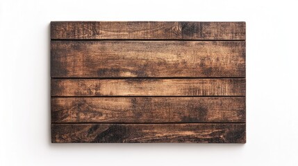 Fototapeta premium A brown wooden sign with clean edges against a white background, perfect for creating signpost and billboard mockups with customizable designs.
