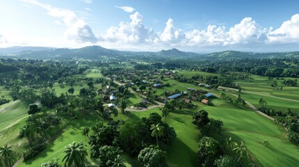 Tropical Village Aerial View