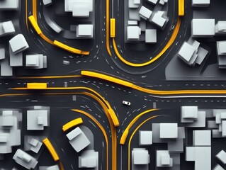 Dynamic urban traffic flow city intersection aerial view modern environment transportation concept