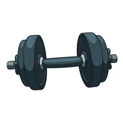 Naklejka premium A classic illustration of a black dumbbell with adjustable weight plates. The dumbbell is isolated on a white background.