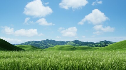 Obraz premium Rolling Green Hills Under Blue Sky