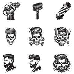 Set of Barbershop Tools illustration vector, Barber clipart Design