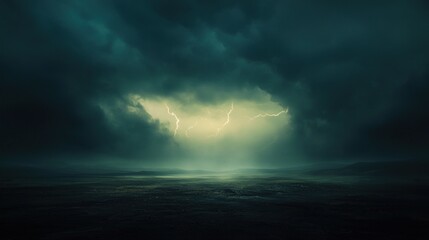 Fototapeta premium Dark Stormy Landscape with Lightning