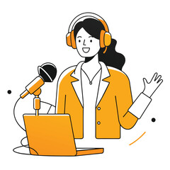  podcast business illustration of a woman  