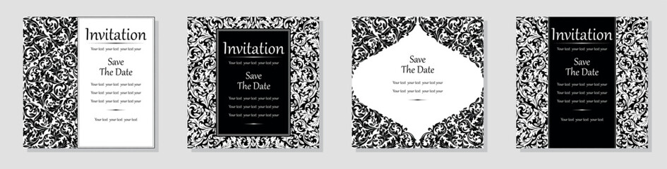 Set of abstract floral patterns. Vector seamless backgrounds. Perfect for invitations or announcements