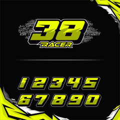 vector racing numbers for drag motorbikes and cars	