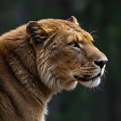 Fototapeta premium Close-up of Lioness Head with Golden Eyes and Fur