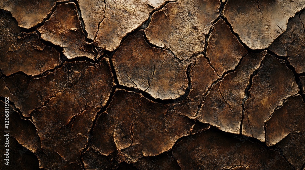 Poster close-up of a rusty metal texture with visible cracks, showcasing the weathered surface for industri