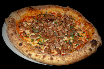 Italian Gourmet Pizza with Basil and Fine Cheeses