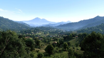 Mountain Village Landscape
