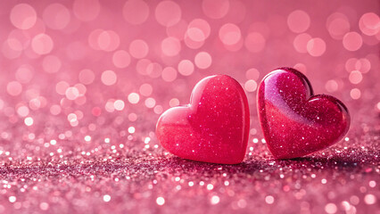 Fototapeta premium hearts on a pink background