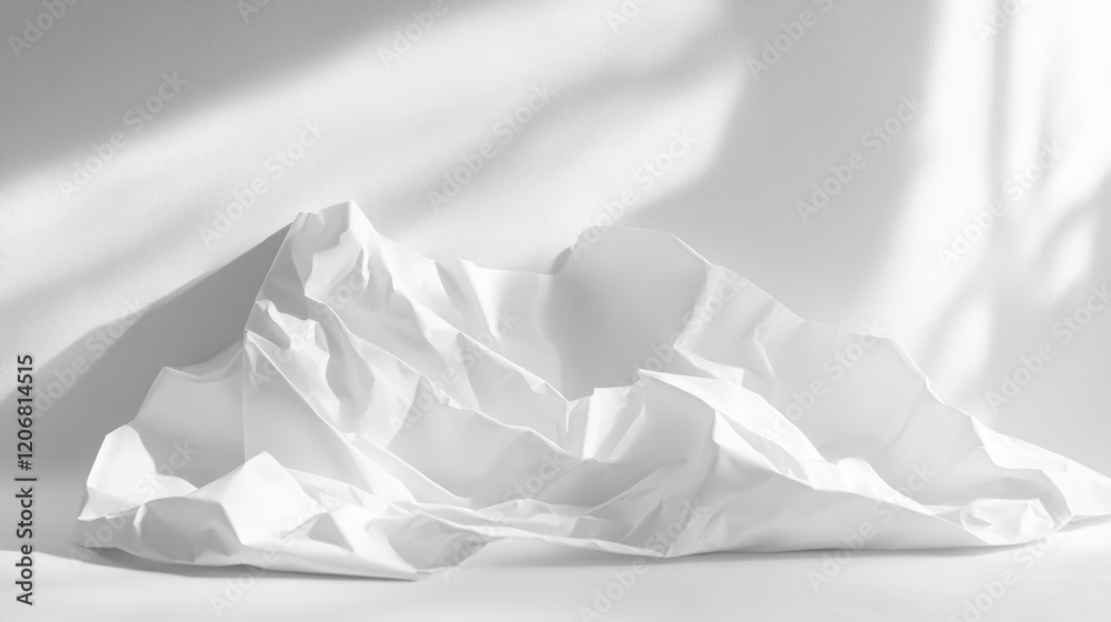 Poster crumpled white paper texture with a blank, wrinkled poster. ideal for showcasing design templates, t