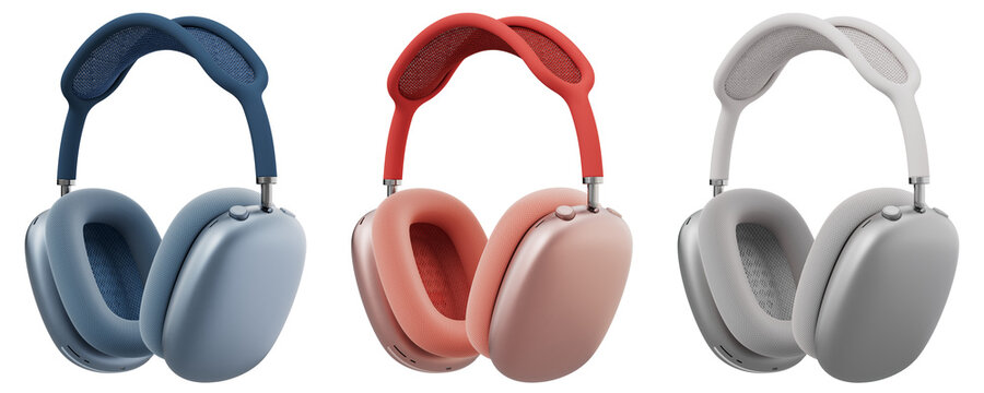 AirPods Max over-ear headphones blue pink silver - transparent PNG