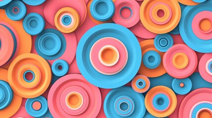 Abstract Colorful Overlapping Concentric Circles Design