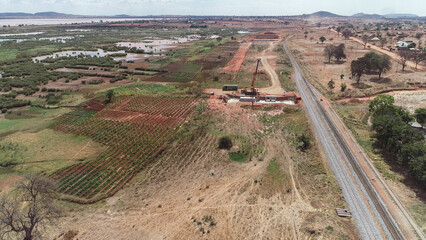 Aerial View of Road Construction Site