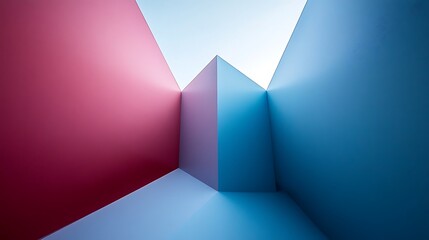 Fototapeta premium Abstract geometric shapes in pink and blue hues