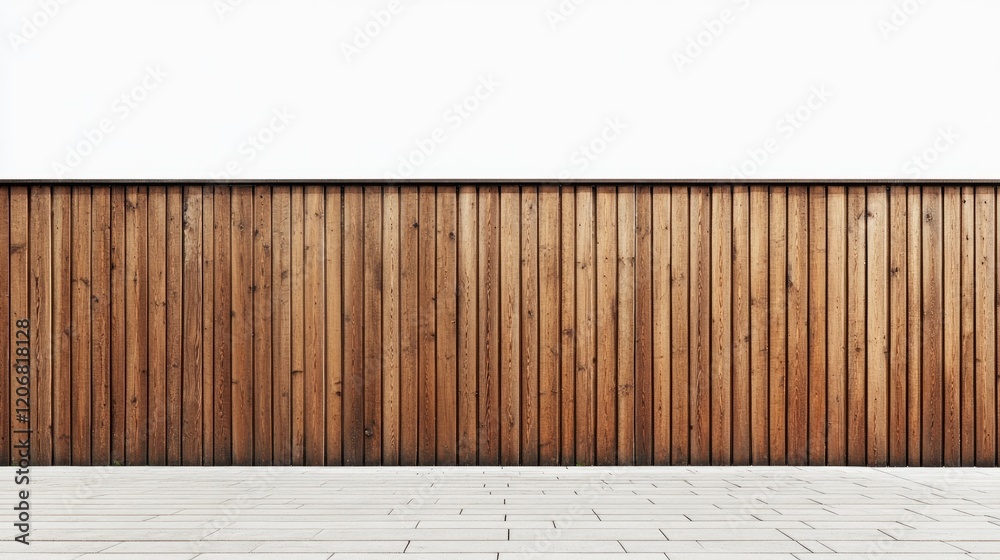 Poster isolated brown wooden fence against a white background, offering a clean clipping path for use in de