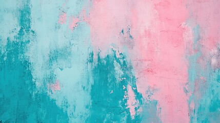 Messy and colorful urban wall in teal, pink, and blue with a grunge texture. Ideal for creative city backgrounds or advertising mockups with a modern street style.