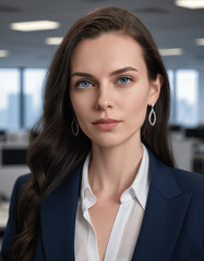 Fototapeta premium Professional Portrait of a Confident Businesswoman in a Modern Office Setting