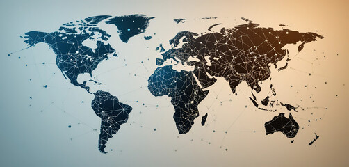 World geometric and earth for connection ,community and society Map networking and communication, planet model with decoration, abstract design or geometric link of business and global economy, 4k