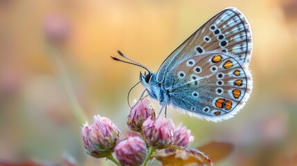 Obraz premium close up of butterfly perched on pink flowers, showcasing vibrant colors and intricate patterns. soft background enhances delicate beauty of nature