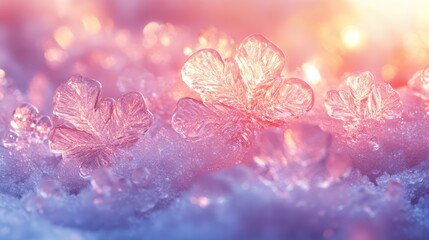Fototapeta premium Stunning Macro Photography of Ice Crystals on Snow