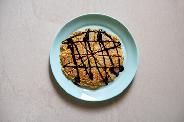 Homemade Banana Pancake with Chocolate topping 