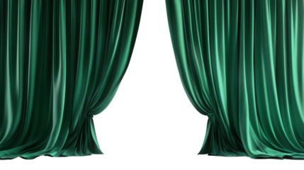 Green curtains isolated on white background
