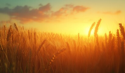 Naklejka premium Golden wheat field at sunset. (3)