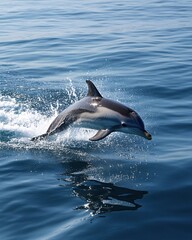 Fototapeta premium Dolphin Leaping Ocean Waves Aquatic Mammal Wildlife Nature Scene