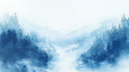 Obraz premium Light blue watercolor background with soft sky-blue and white tones, featuring hand-painted details and delicate brushstrokes, evoking naturalistic landscapes and bright skies, perfect for high-resolu