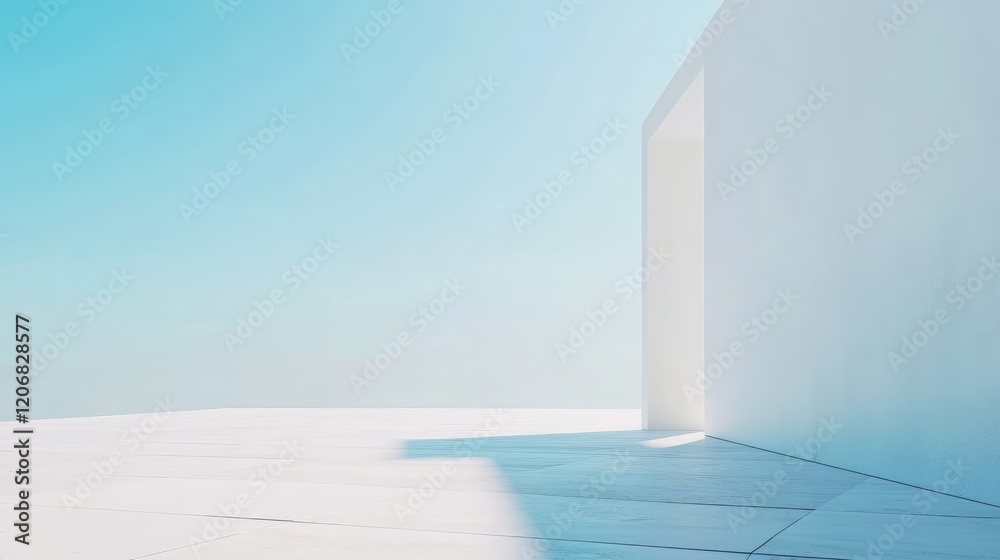 Poster white blank billboard with blue sky background, creating a clean and open space for advertising or p