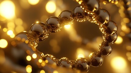 Golden Sphere Chain with Blurry Lights