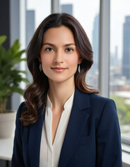Fototapeta premium Professional Portrait of a Confident Businesswoman in a Modern Office Setting
