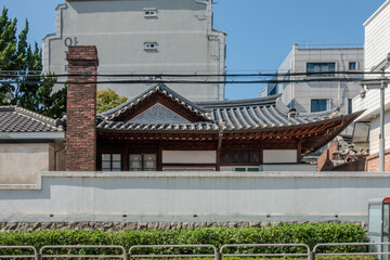 Beautiful traditional Korean wooden architecture, showcasing the elegance of Hanok style buildings.