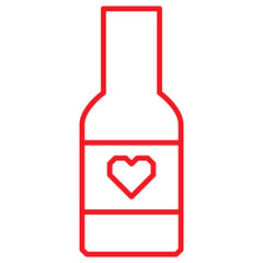 valentine line icon with red coloring