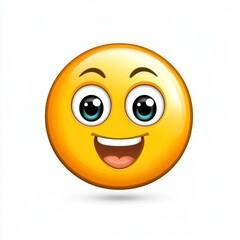 Fototapeta premium Bright and Cheerful Smiley Face Icon with Large Cute Eyes and Beaming Smile Representing Happiness, Joy, and Positive Emotions for Use in Various Digital Media Projects.